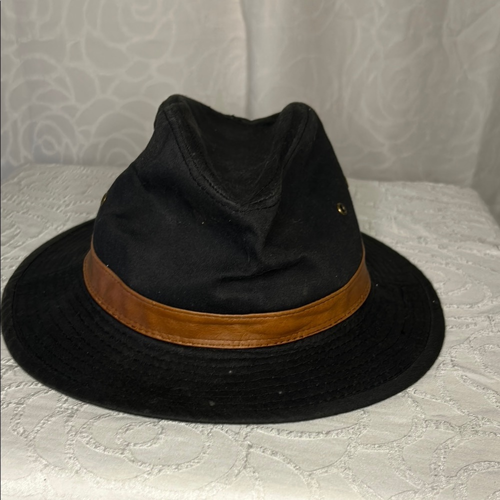 DORFMAN PACIFIC CO black SCALA 100% cotton Safari Gable men’s hat. Size Large.